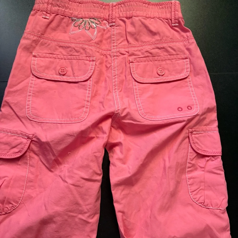 Y2K style Esprit Mini Girls Pink Cargo Pants‎ Floral Print Size 10 wide leg - Picture 5 of 7